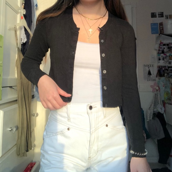 SOLD gap fitted black button up cardigan sweater - Picture 1 of 4